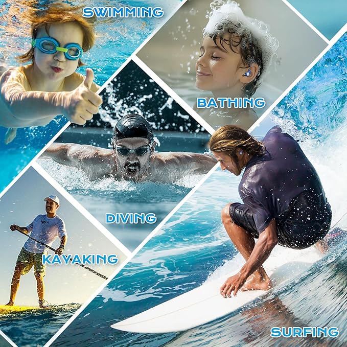 Waterproof Swimming Ear Plugs for Kids - 3 Pairs of Reusable Soft Silicone Swim Earplugs,Ear Protection for Children (4-12 Years Old) - Ideal for Surfing, Diving, Pool, Showering, and Water Sports