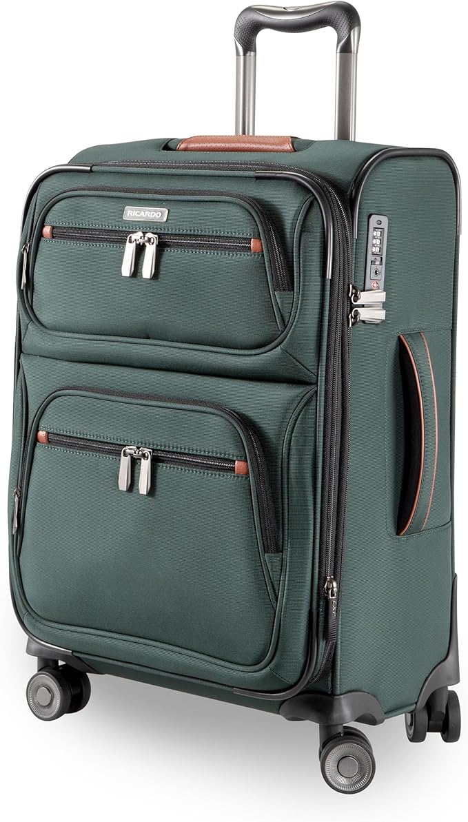 Ricardo Beverly Hills Montecito 3.0 Softside Luggage Collection – Expandable Suitcases with Wheels and TSA Lock. 21” Carry-on, Hunter Green