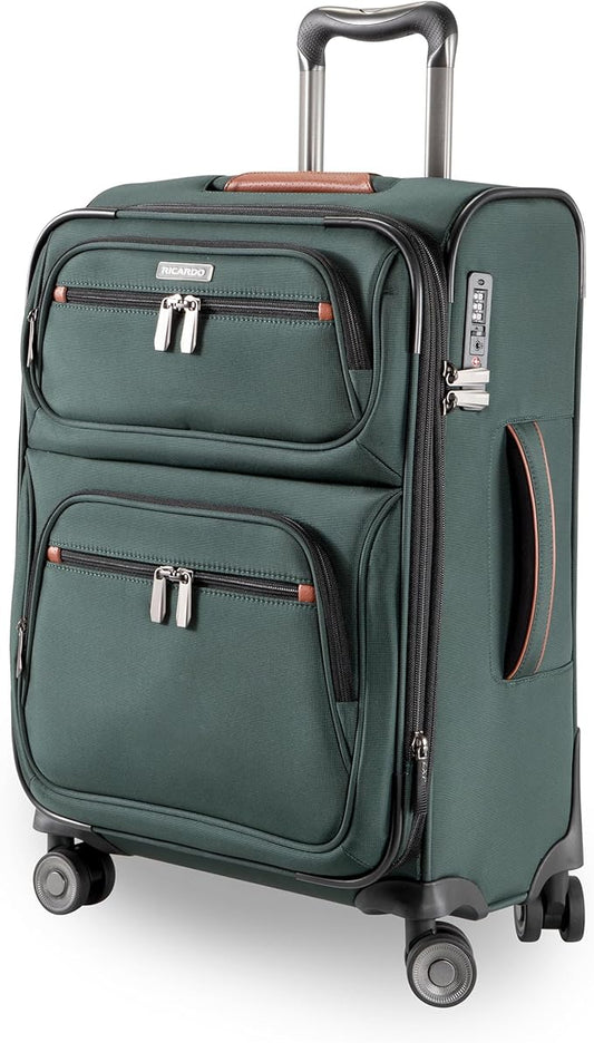 Ricardo Beverly Hills Montecito 3.0 Softside Luggage Collection – Expandable Suitcases with Wheels and TSA Lock. 21” Carry-on, Hunter Green