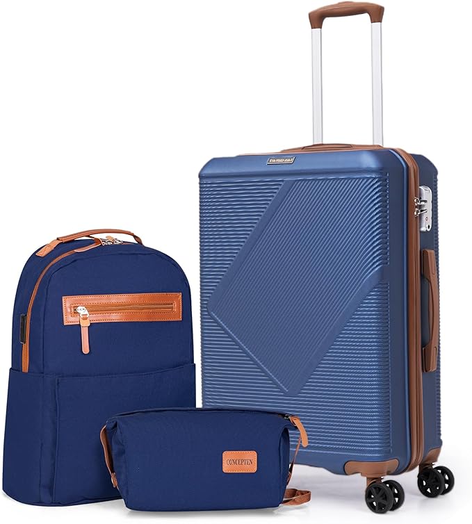 Luggage Sets 3 Piece, 20 Inch Carry On Suitcases With Spinner Wheels, Lightweight Travel Luggage With TSA Lock, ABS Hardshell Suitcase (Blue)