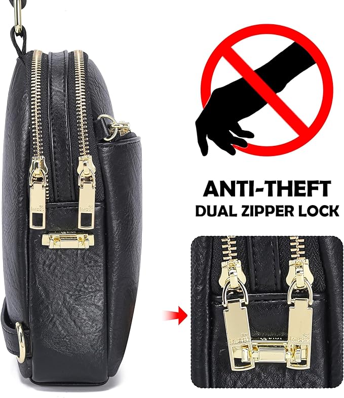 INICAT RFID Blocking Sling Bag, Anti Theft Crossbody Bag for Women, Travel Fanny Pack Style Purse, Vegan Leather