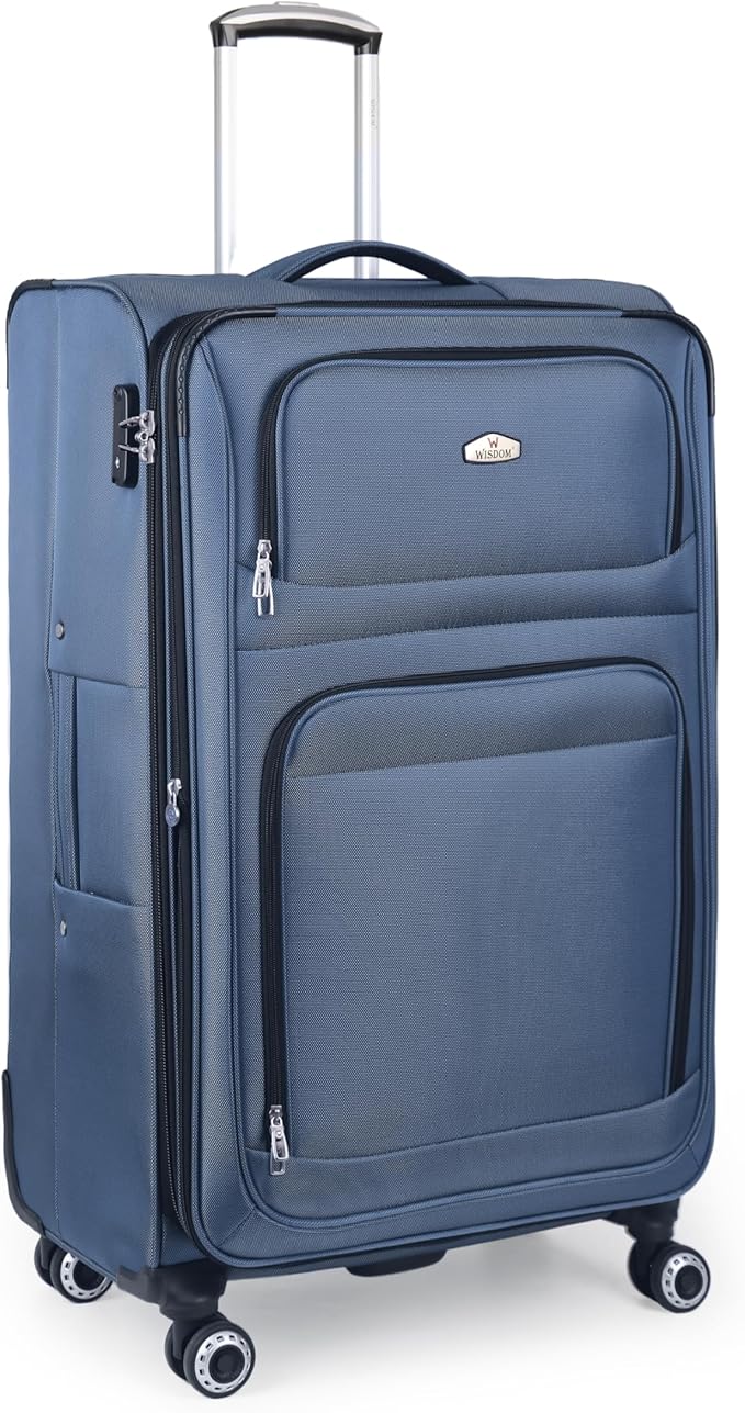 30'' Large Softside Suitcase,Expandable 15% Luggage,w/Double Spinner Wheels w/Combination LOCK,Lightweight Travel Suitcase for Travel（Blue,30in）
