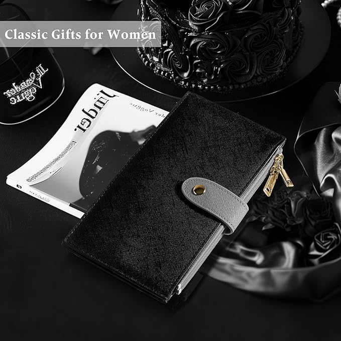 Travelambo RFID Wallet Women Bifold Multi Card Wallet Case with Zipper Pocke Credit Card Holder for Women