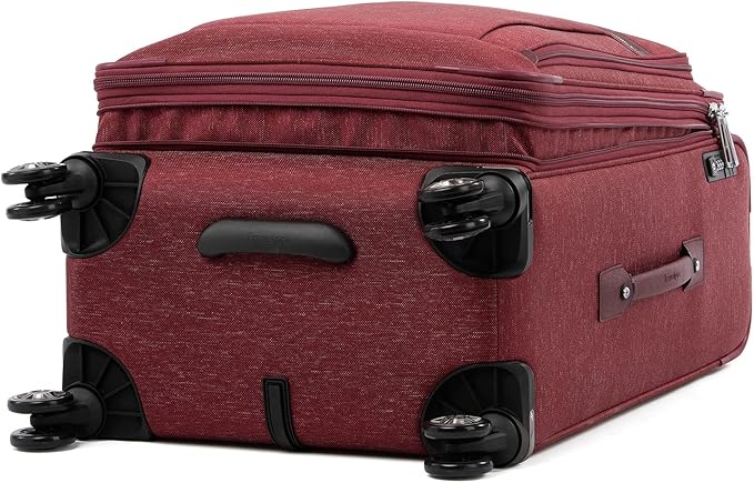 Travelpro Platinum Elite Softside Expandable Checked Luggage, 8 Wheel Spinner Suitcase, TSA Lock, Men and Women, Bordeaux Red, Checked Medium 25-Inch