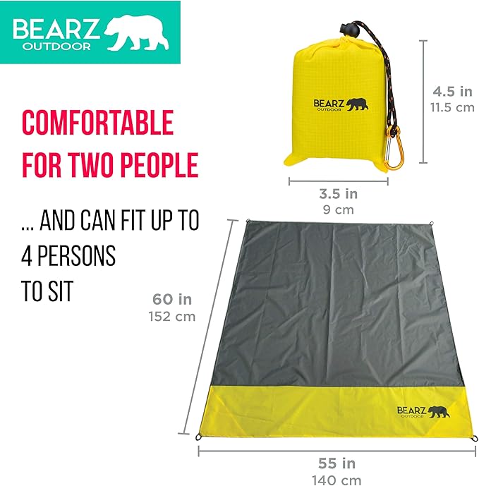 Pocket Blanket - Beach Blanket Waterproof Sandproof, Picnic Blankets Waterproof Foldable, Lightweight & Compact for Hiking, Camping, Travel, Festival Accessories