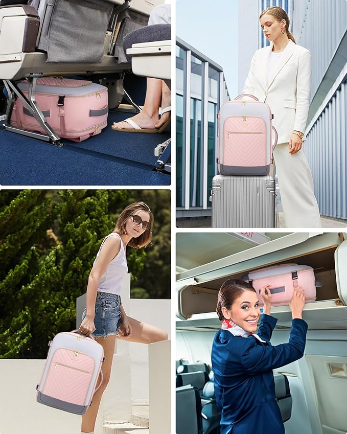 LOVEVOOK Large Travel Backpack for Women, TSA Carry on Backpack for Airplanes, 40L Personal Item Travel Bag for Women fits 17" Laptop,Waterproof Carry on Bag Airplane Approved with 3 Packing Cubes