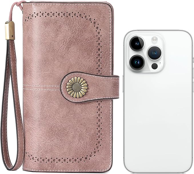 SENDEFN Wallets for Women Leather Credit Card Holder with RFID Blocking Large Capacity Wristlet | with RFID Blocking, Large Capacity, Wristlet, with RFID Blocking, Large Capacity, Wristlet
