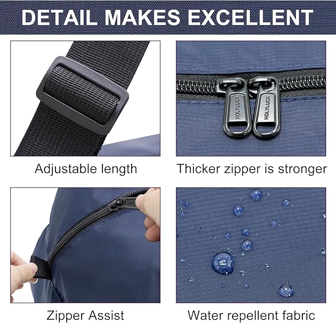 HOLYLUCK Foldable Travel Duffel Bag For Women & Men Luggage Great for Gym - large navy blue