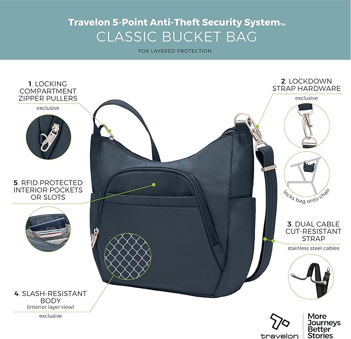 Travelon Anti-theft Classic Crossbody Bucket Bag | Anti-theft