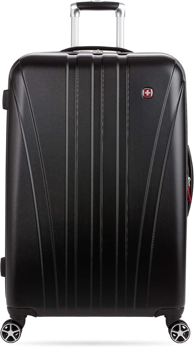 SwissGear 7585 Hardside Expandable Luggage with Spinner Wheels, Black, Checked-Large 27-Inch