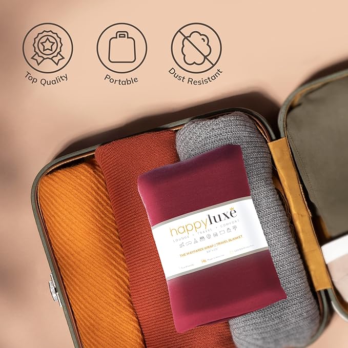 Happyluxe Travel Shawl Wraps for Women - 68x35in Wrap. Lightweight Pashmina, Airplane Travel Blanket Scarf. Made In USA