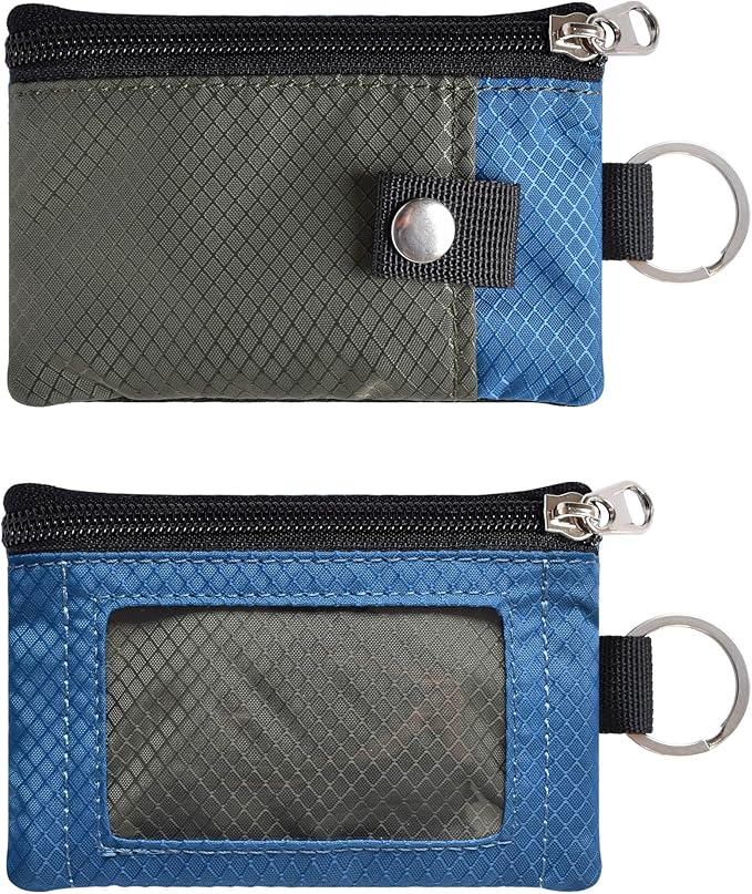 CHENSPRX Minimalist RFID Blocking Small Wallet with ID Window,WaterResistant Zip Id Case Wallet with Lanyard Keychain for Cards,Cash,Travel,Women,Men