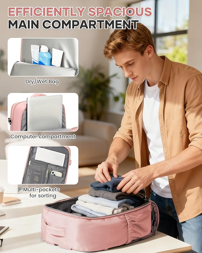 WONHOX Large Travel Backpack Carry on Flight Approved Laptop Work Business Backpack for Women Men Mochila de Viaje