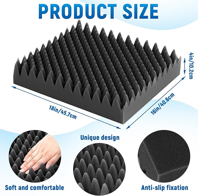 Geiserailie 1 Pcs Egg Foam Pad Eggs Chair Cushion to Relieve Back Foam Seat Cushion Chair Accessories Pad for Office Recliner Wheelchair Home Car (Egg,Black Gray)