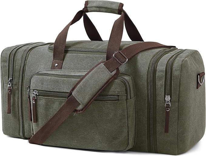 Canvas Expandable Duffle Bag for Men Traveling, Luggage Travel Bag Weekender Overnight Bag,Mens Gym Carry on Duffel Bags