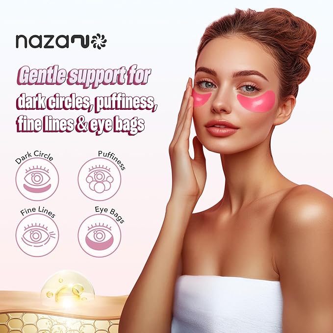 Under Eye Patches - 60 Pack for Puffy Eyes, Dark Circles, Bags & Wrinkles with Hydrolyzed Collagen & Hyaluronic Acid - Eye Care Pads for Daily Skincare (Pink)