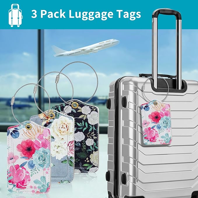 Fishent Luggage Tag, 3 Pack Travel Cruise Luggage Tags for Suitcases, Cute Suitcase Tags Identifiers Bag Tags with Privacy Flap, Baggage Name Tag for Women Men Luggage Backpack Handbag School Bag