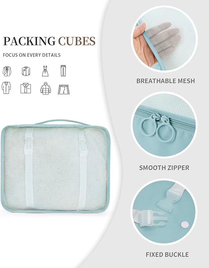 Packing Cubes 11 PCS, Mesh Breathable Luggage Organizers Bags, Packing Organizers, Durable Travel Essentials Bags Set, Travel Packing Organizers, Lake blue