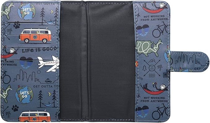 Life is Good Travel Passport Cover - Anti-Theft Passport Holder Wallet with Interior Card Slots with Magnetic Snap Closure, Love For Travel