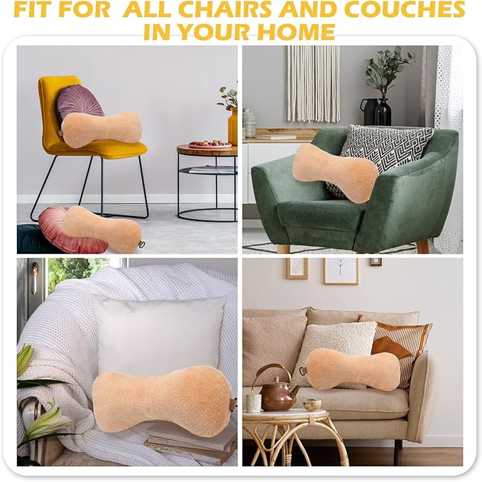 1 Pc Neck Pillow for Recliner Headrest Pillow Bone Shaped Chair Plush with Adjustable Strap Neck Support and Pain Relief Curve Head Cushion for Car Travel Airplane (Coffee)