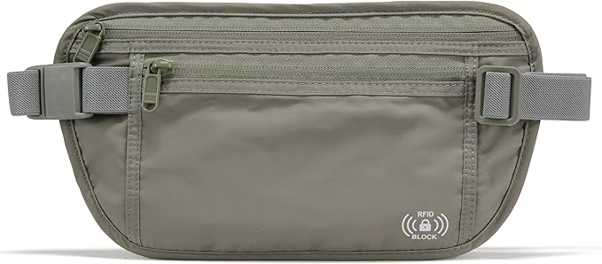 Pander RFID Blocking Travel Money Belt – Hidden Waist Pouch for Passport, Cash, Cards, Slim Belt Bag for Men and Women,