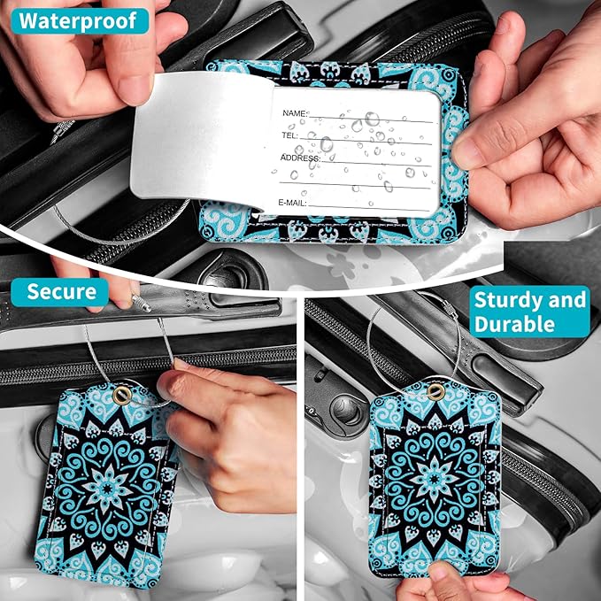 Fishent Luggage Tag, 3 Pack Travel Cruise Luggage Tags for Suitcases, Cute Suitcase Tags Identifiers Bag Tags with Privacy Flap, Baggage Name Tag for Women Men Luggage Backpack Handbag School Bag