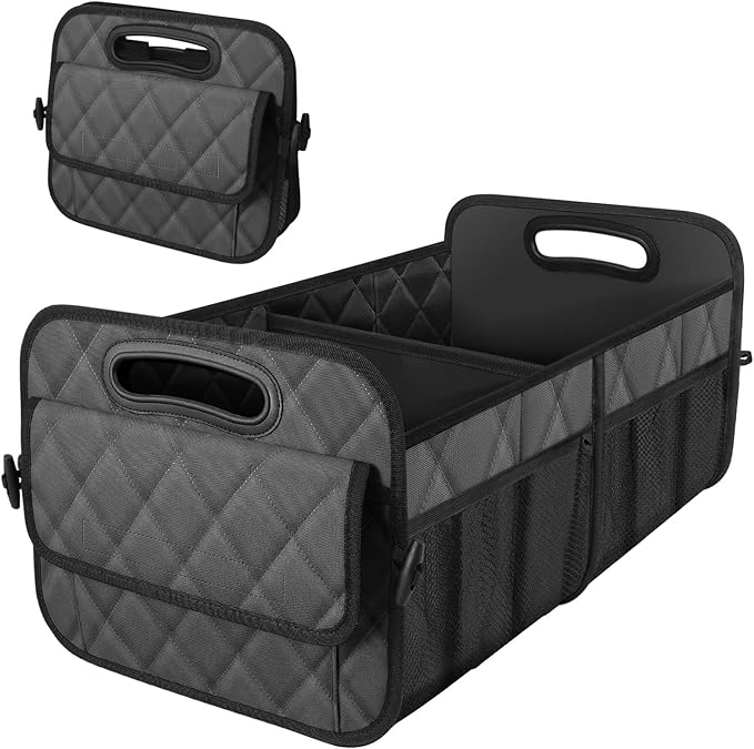 Deosk Car Trunk Organizer for SUV, Car Organizers and Storage with 6 Pocket, Car Accessories for Women/Men 50L Waterproof Polyester Trunk Organizer(Medium,Charcoal)