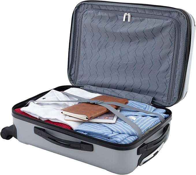 Travelers Club Chicago Hardside Expandable Spinner Luggage, Silver, 22" Carry-On