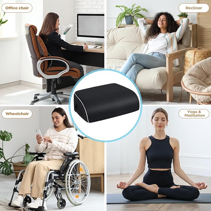 Thick Chair Cushions, Office Booster Seat Cushion to Tailbone Pain Relief, Non Slip Memory Thick Foam Cushion with Carry Handle