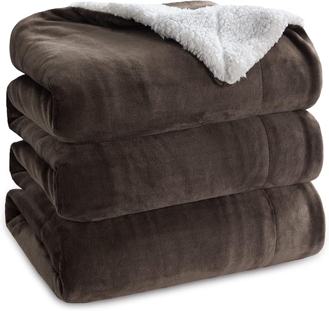 Bedsure GentleSoft Sherpa Fleece Blankets King Size for Bed, Non-Heated, Thick and Warm Throw for Women and Men, Soft Fuzzy Plush King Blanket for Winter, Brown, 108x90 Inches