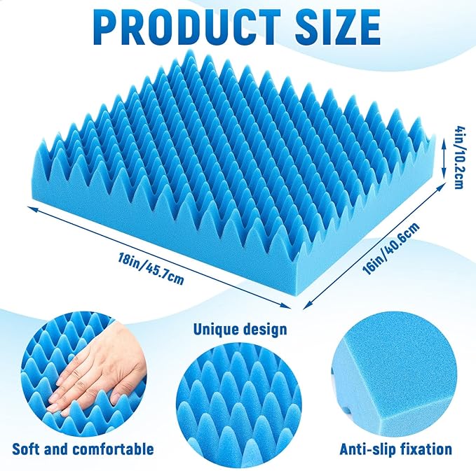 Geiserailie 1 Pcs Egg Foam Pad Eggs Chair Cushion to Relieve Back Foam Seat Cushion Chair Accessories Pad for Office Recliner Wheelchair Home Car (Egg,Blue)