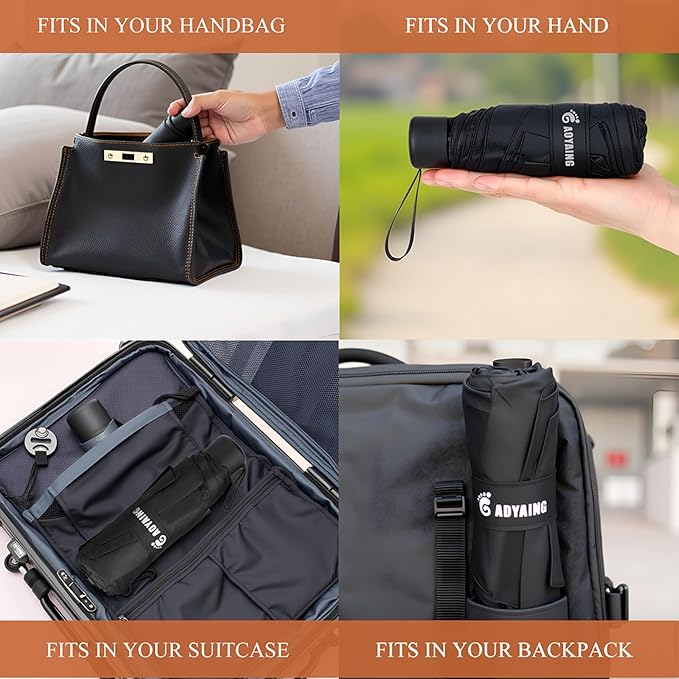 GAOYAING Compact Travel Umbrella with Case Sun&Rain Lightweight Small and Compact Suit for Pocket