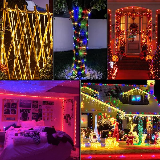 Nazuwke 200Ft Rope Lights Outdoor, 18 Colors Changing 610 LED String Lights | Twinkle Fairy Light Plug in with Remote, IP68 Waterproof Rope Lighting Indoor for Bedroom Patio Christmas Halloween Decor