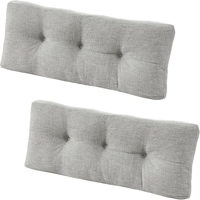downluxe Indoor Bench Cushion for Indoor Furniture, Non-Slip Tufted Overstuffed Textured Foam Bench Seat Cushion, 36" X 14" X 4", Light Grey, 2 Pack