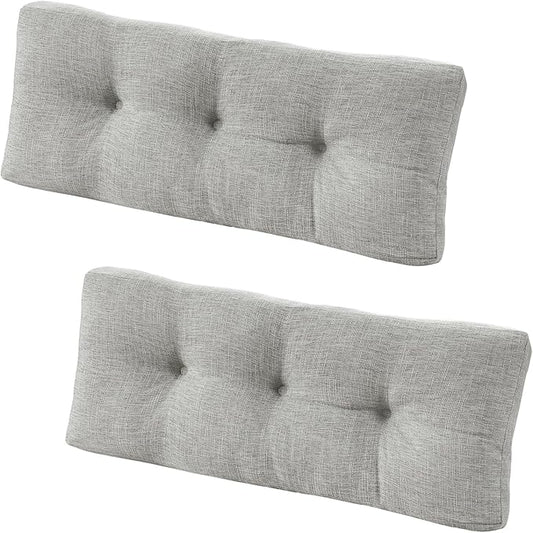 downluxe Indoor Bench Cushion for Indoor Furniture, Non-Slip Tufted Overstuffed Textured Foam Bench Seat Cushion, 36" X 14" X 4", Light Grey, 2 Pack