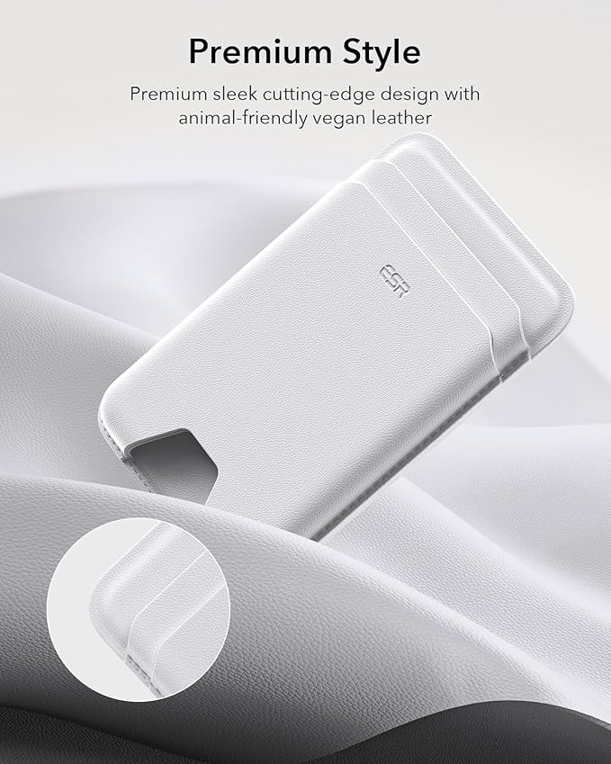 ESR for MagSafe Wallet, 5 Card Holder with RFID Blocking, MagSafe Sticker Included, Slim Magnetic Wallet for iPhone 17e/17/16/15/14/13/12 Series and Selected Samsung Devices, Not for 13/12 Mini, White