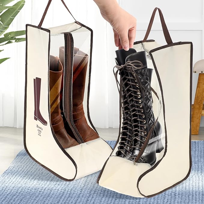 2 Set Boot Storage Bag, Portable Boots Protector Bag Dust Proof Travel Shoe Bags with Handle Boots Organizer for Packing Travel and Daily Use(Tall)