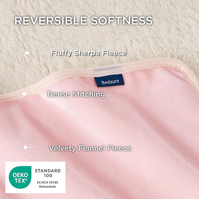 Bedsure Waterproof Blanket for Bed - Sherpa Fleece Waterproof Dog Blankets for Large Dogs, Pet Blankets for Bed/Couch/Dog Crate, Soft Plush Reversible Furniture Protector, Twin Size, 80"x60", Pink