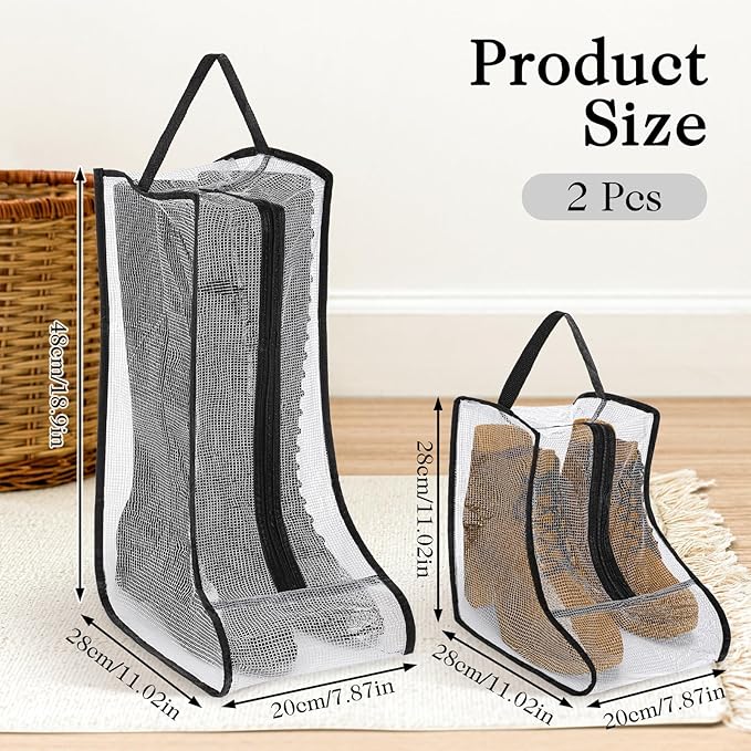 2 Set Boot Storage Bag, Portable Boots Protector Bag Dust Proof Travel Shoe Bags with Handle Boots Organizer for Packing Travel and Daily Use(Short)