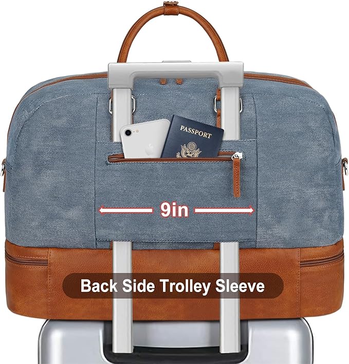 Weekender Bag for Women, Large Overnight Bag Canvas Travel Duffel Bag Carry On Tote with Shoe Compartment 21" 3Pcs Set