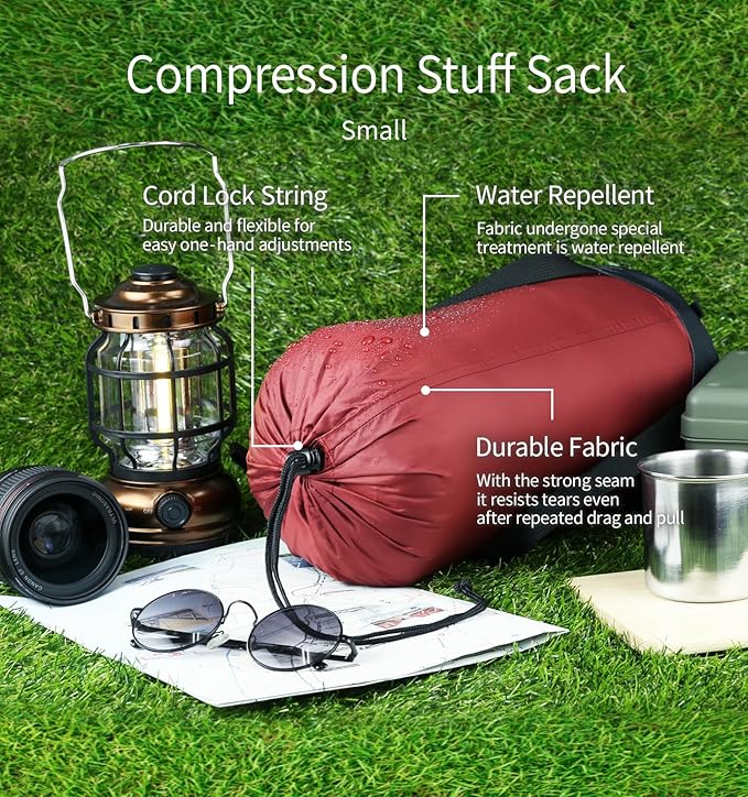 Compression Stuff Sack 6L, 8.5L, 10L, 13L, 16L, Water Resistant Lightweight Compact with Ripstop Fabric Sleeping Bag Sack with Drawstring Closure for Camping, Backpacking, Traveling(E638)