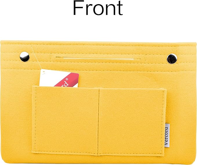 Vercord Felt Purse Tote Organizer Insert Divider Inside Handbag for Women Medium Yellow