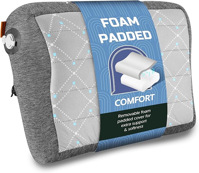 TREKOLOGY ALUFT Pro Inflatable Camping Pillow with Removable Foam-Padded Case - Camp Pillow for Camping & Hiking, Backpacking, Airplane, and Travel - Add to Your Outdoor Backpacking Gear Essentials