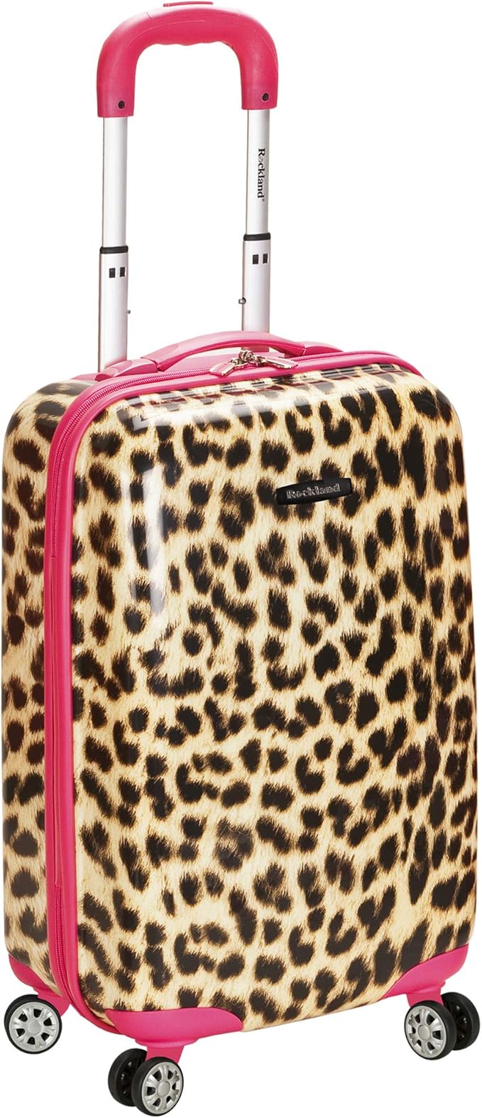 Rockland Safari Hardside Spinner Wheel Luggage, Pink Leopard, Carry-On 20-Inch
