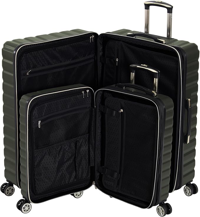 Kenneth Cole REACTION Madison Square Lightweight Hardside Chevron Expandable Spinner Luggage, Olive, 2-Piece Set (20" & 28")