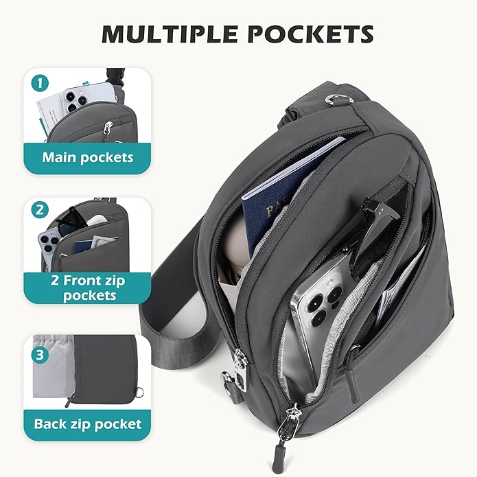 TOPEAST Anti Theft Crossbody Bags for Women Men, Small Sling Crossbody Bag Travel Purse Shoulder Wallet with RFID Blocking