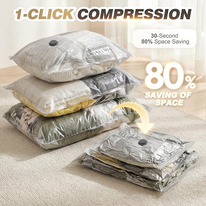 Vacuum Seal Bags for Clothing Travel with Rechargeable Electric Pump, Space Saver Vacuum Storage Bags Travel, Reusable Compression Bags for Luggage Home (14pcs Checkered)