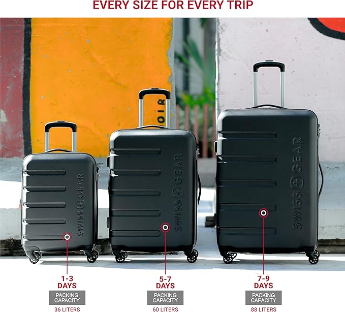 SwissGear 7366 Signature Hardside Expandable Luggage with Spinner Wheels, TSA Lock, Pink, Checked-Medium 23-Inch
