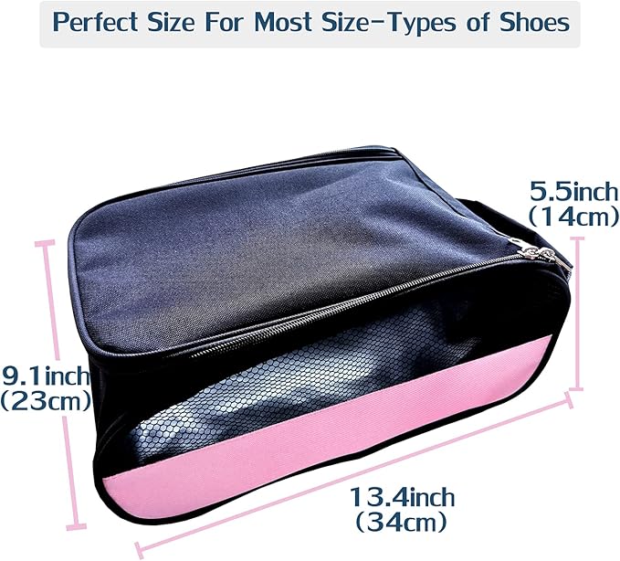 Golf Shoe Bag, Golf Shoes Bags Men/Women Outdoor Zippered Carrier Bags with Ventilation Sport Shoes Bag Travel Shoe Bags (Light Pink)