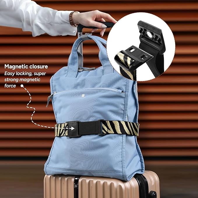 Travel Inspira Magnetic Quick-Release Travel Belt for Luggage Strap - Hands-Free, Lightens Load, Secures Multiple Bags, Adjustable & Lightweight for Effortless Travel